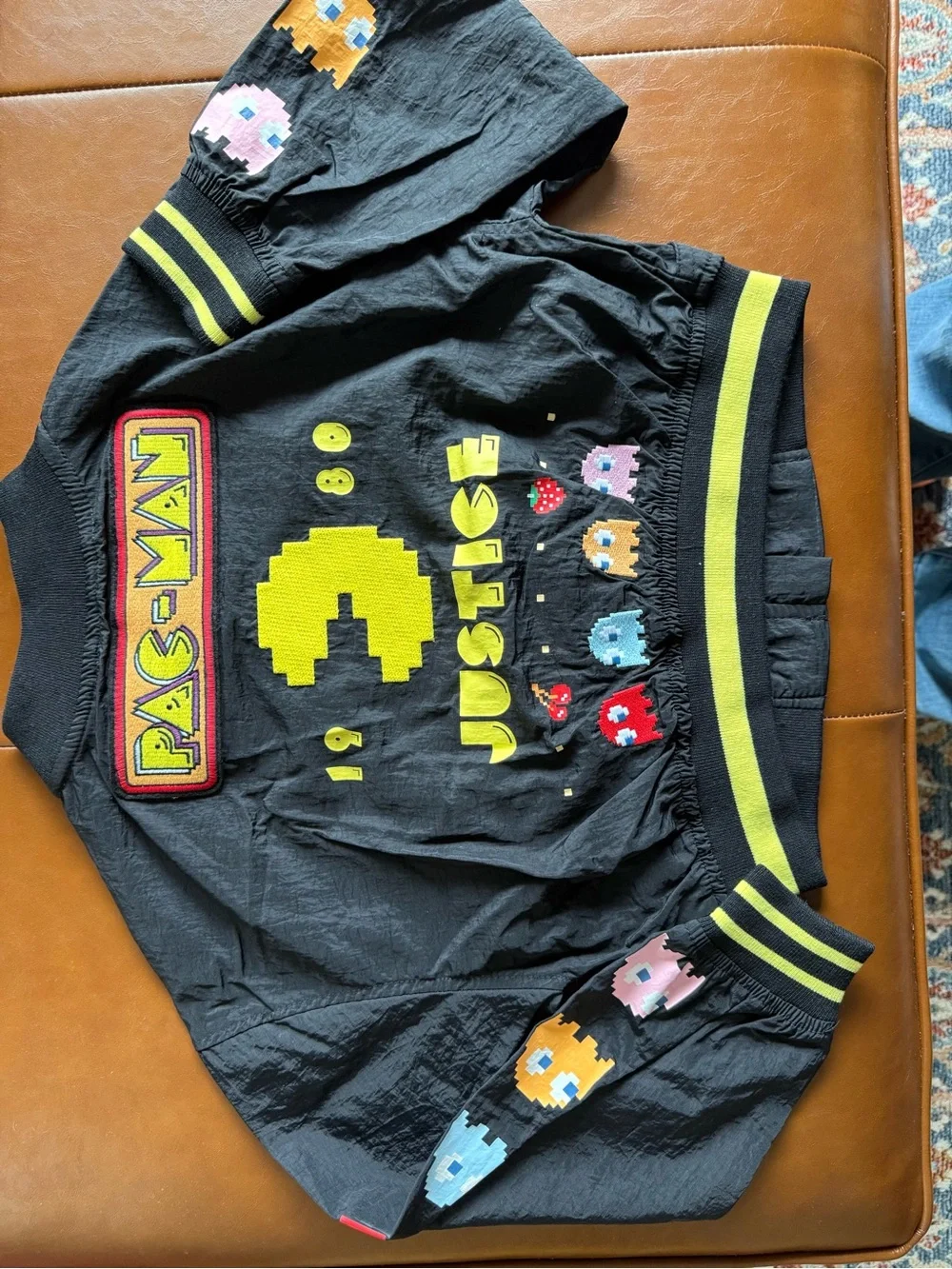 Justice x Pac Man NWT Kids Black Bomber Jacket Size 5/6